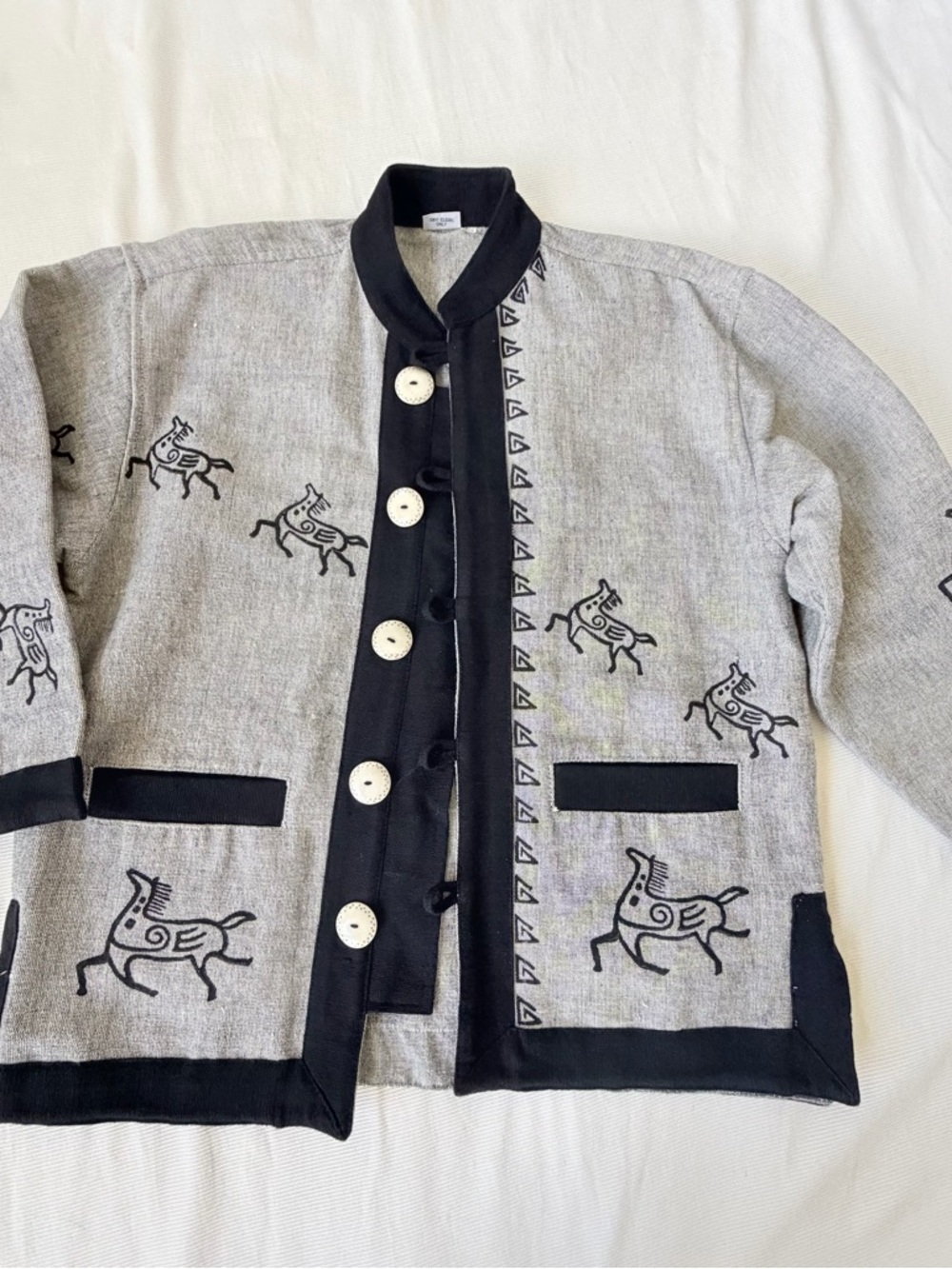 Womens Jacket Cotton Nepal Horses Button Costume Ethnic Festival Boho Small